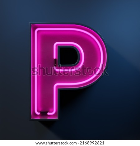 Neon light tube letter P