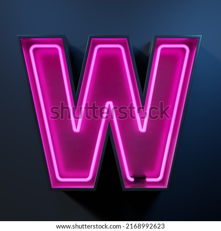 Neon light tube letter W