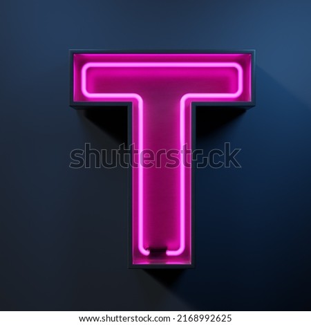 Neon light tube letter T