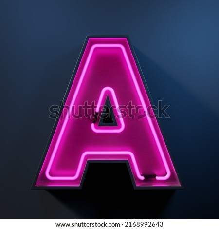 Neon light tube letter A Royalty-Free Stock Photo #2168992643