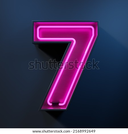 Neon light tube number 7 Royalty-Free Stock Photo #2168992649