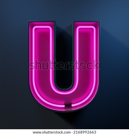 Neon light tube letter U