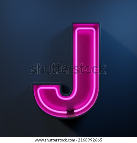 Neon light tube letter J