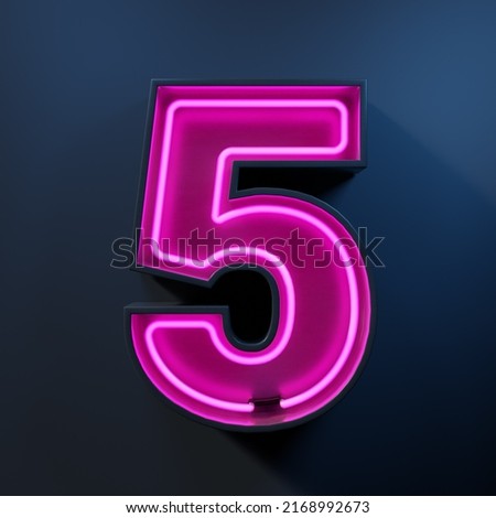 Neon light tube number 5 Royalty-Free Stock Photo #2168992673