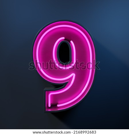 Neon light tube number 9 Royalty-Free Stock Photo #2168992683