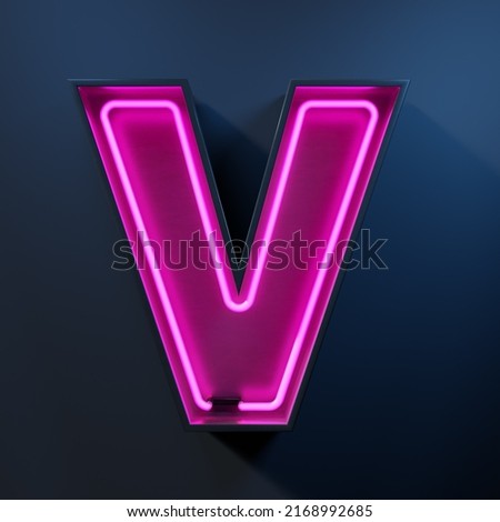 Neon light tube letter V Royalty-Free Stock Photo #2168992685