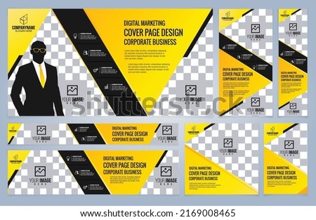 Set of Yellow and Black Web banners templates, Standard sizes with space. Vector illustration