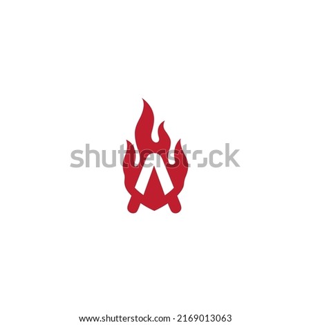 ilustrasi vektor huruf A dan api untuk ikon, simbol atau logo. templat logo A