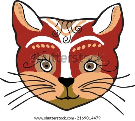 The muzzle of a cat in an ethnostile. Vector file for designs.
