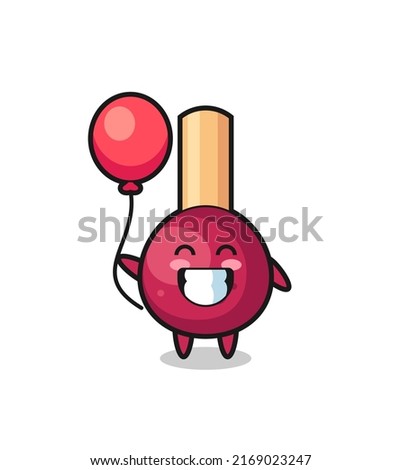 matches mascot illustration is playing balloon , cute style design for t shirt, sticker, logo element