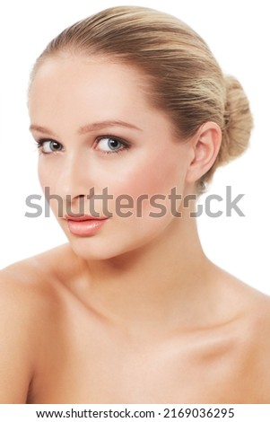 Take a moment to admire her beauty. A gorgeous young woman posing on a white background - Skincare Beauty. Royalty-Free Stock Photo #2169036295