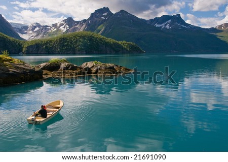 Boat on Norwegian fjord
