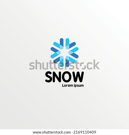 Abstract snowflake logo, illustration modern style. Logo design with name and subtitle. Blue colour tones.