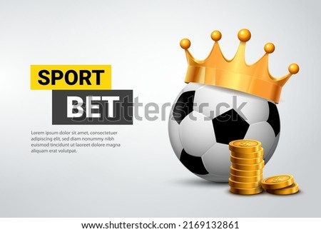 Sport bet soccer ball crown game illustration. Vector soccer sport bet football winner background