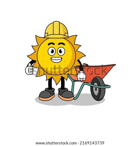 sun cartoon as a contractor , character design