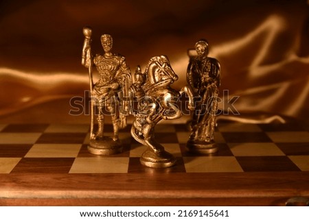 King and Queen with a Horse on Chess Board