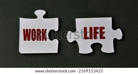 WORK and LIFE - words on mosaic details on a dark background. Business concept