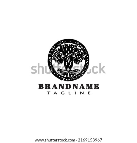 tree with roots logo cartoon icon design template black modern isolated concept illustration