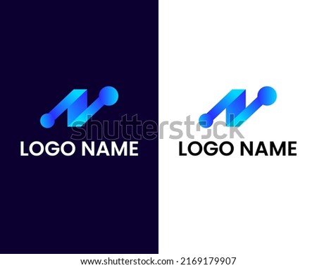 letter n with tech logo design template
