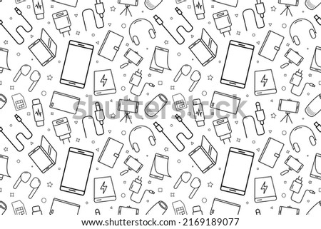 Vector phone accessories pattern. Phone accessories seamless background	
 Royalty-Free Stock Photo #2169189077