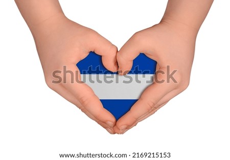 Kid's hands in heart- form. National peace concept on white background. Honduras