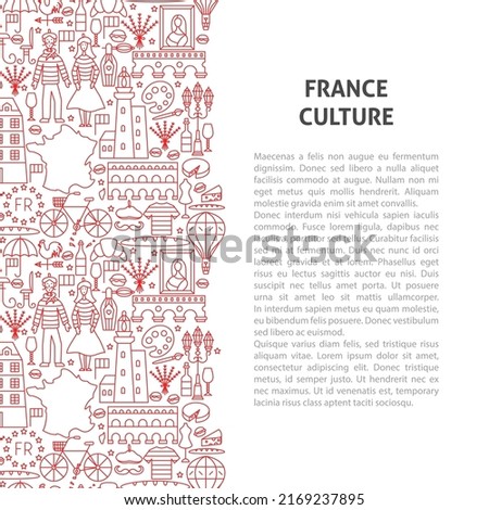 France Line Pattern Concept. Vector Illustration of Outline Design.