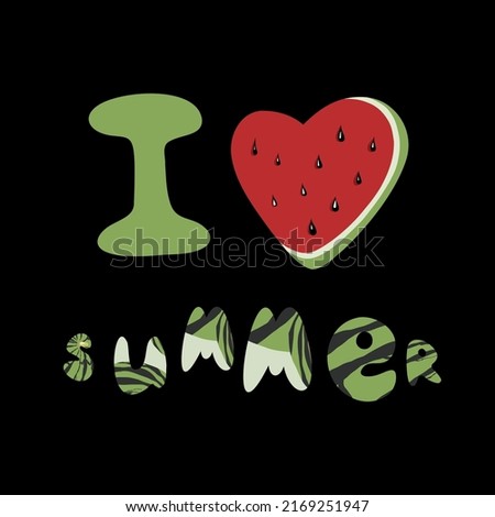 watermelon vector hand drawn lettering, summer clipart, t-shirt print