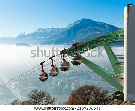 Picture of cityscape with cable cars in Grenoble in autumn, France