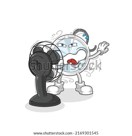the stethoscope with the fan character. cartoon mascot vector