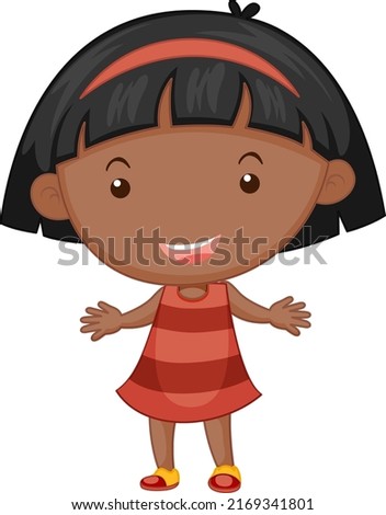 Cartoon little girl with big head illustration