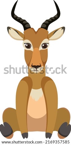 Cute impala in flat style isolated illustration