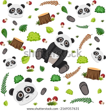 Panda cute animal seamless pattern illustration
