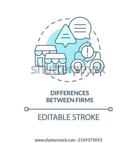 Differences between firms turquoise concept icon. Disadvantage of consolidation abstract idea thin line illustration. Isolated outline drawing. Editable stroke. Arial, Myriad Pro-Bold fonts used