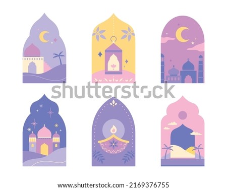 Beautiful temples and festivals illustration in Indian traditional patterned frame. flat design style vector illustration.