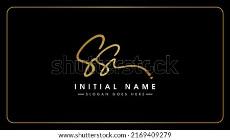 SS handwritten golden logo for identity, Creative gold handwriting initial signature concept design, s and s initials typography monogram icon for any business or company.
