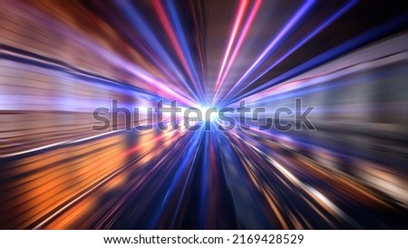 Rush hour Fast moving tunnel ,Fast moving traffic drives moving fast light each effect line light cg