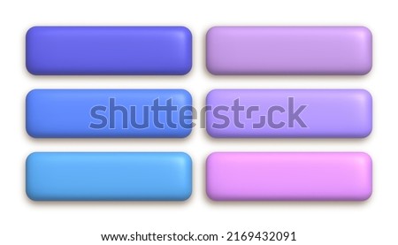 Set of cute colored 3d matte buttons for web design. 3d realistic design element. Vector illustration. Royalty-Free Stock Photo #2169432091