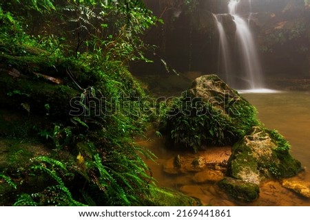 Beautiful Arsdad Waterfall situated in Garden of Caves of Cherrapunji, Meghalaya, India.