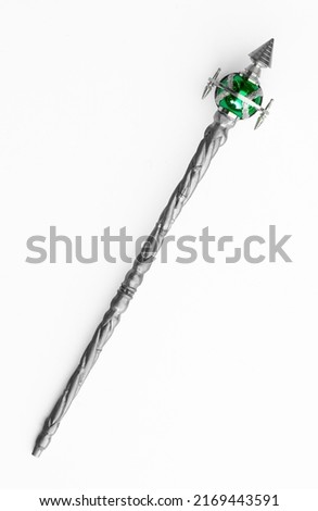 silver magic staff isolated on white background Royalty-Free Stock Photo #2169443591
