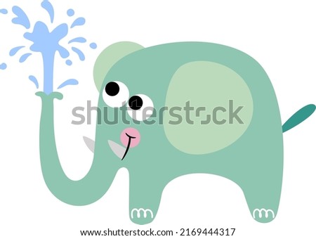 Funny elephant spraying water with trunk

