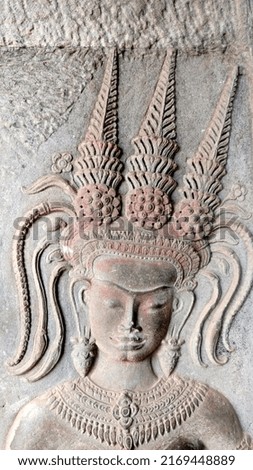 Angkor Wat temple's bas relief sculpture  Royalty-Free Stock Photo #2169448889