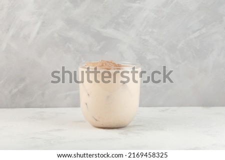 Healthy Protein smoothie. Misutgaru or Misugaru Latte. Korean milkshake with roasted multi-grain powder. Popular breakfast drink. Royalty-Free Stock Photo #2169458325