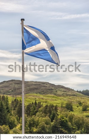 The Scottish flag blows in the wind as Scotland gets ready to vote for independence from the UK.