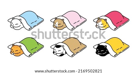 cat vector kitten calico icon blanket sleeping logo breed symbol cartoon character illustration doodle design isolated clip art