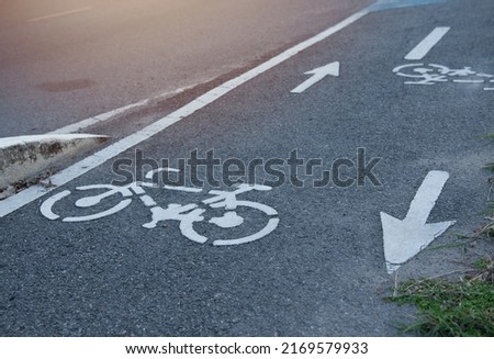 Bike path, a symbol of a Bicycle path on asphalt in a Park.
