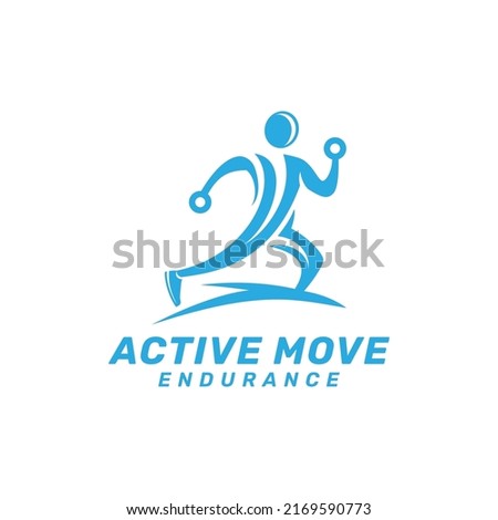 Active Move Logo with Sport Healthy People Silhouette Pose Concept