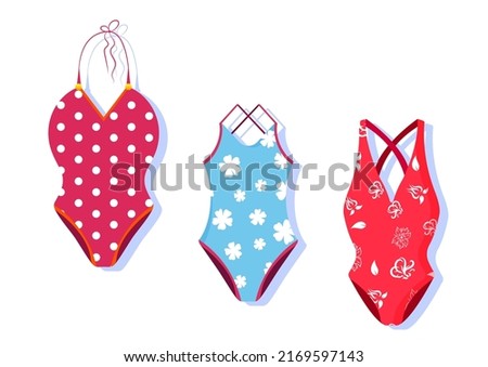 Woman Swimsuit Clipart Vector Illustration isolated on White Background