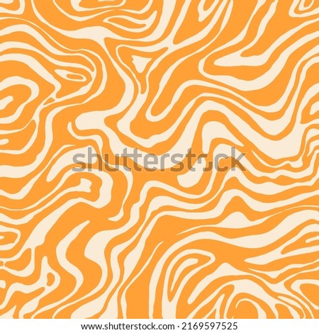 Wavy swirl vector seamless pattern Hand drawn 1970 vector illustration. Sixties pattern trippy. Groovy hippy style.