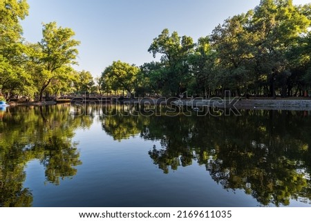 Chapultepec lake, spring in Mexico city Royalty-Free Stock Photo #2169611035