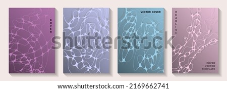 Pharmaceutical healthcare vector covers with neurons, synapses. Smooth curve lines bubble backgrounds. Modern notebook vector layouts. Anatomy, biology, medicine covers.